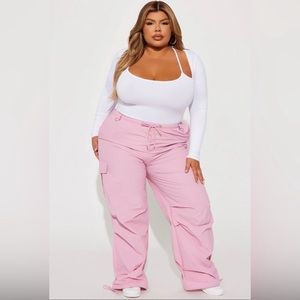 Pink fashion nova parachute pants